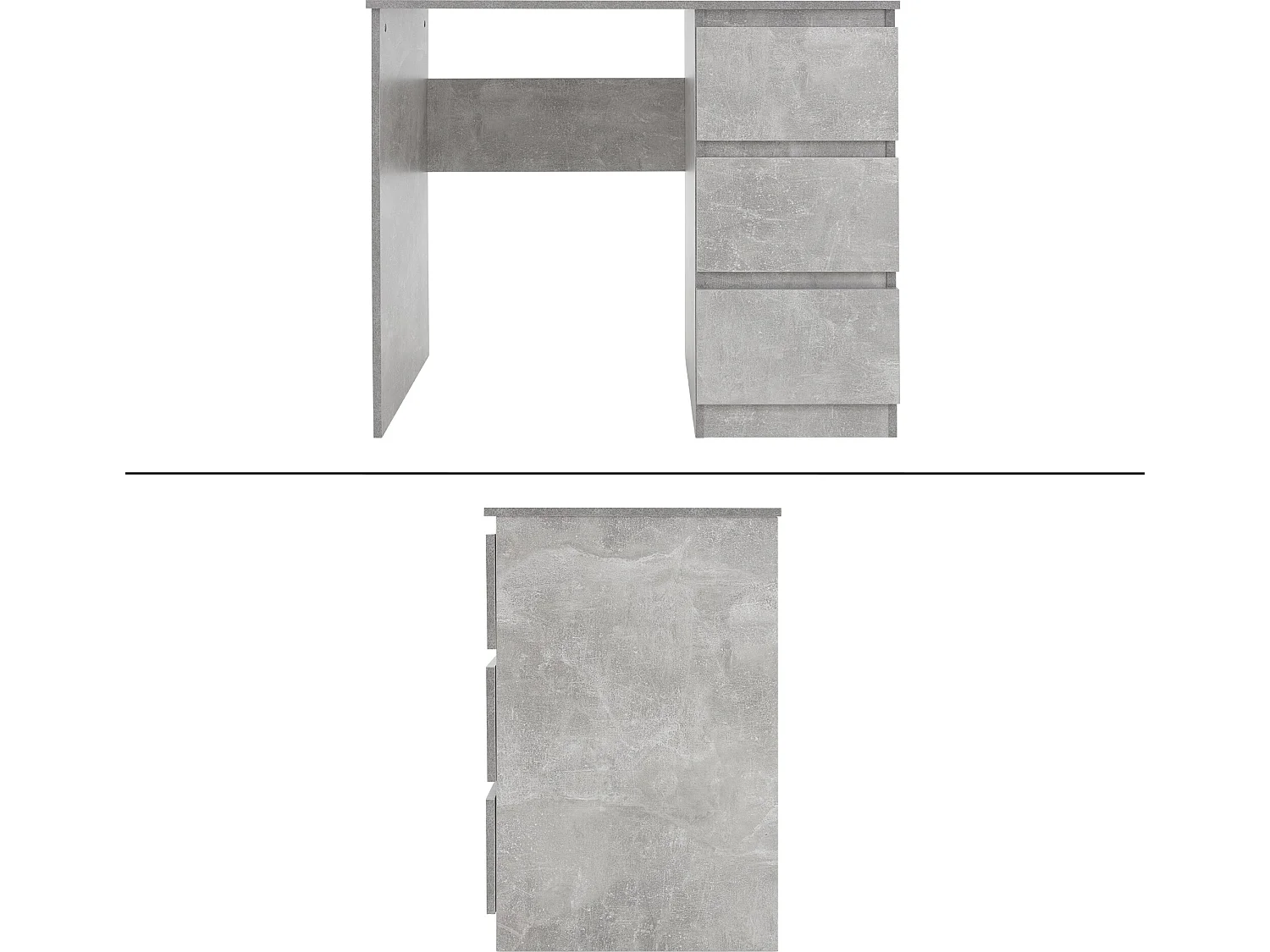 Bureau informatique avec 3 tiroirs table de travail gris ML-DESIGN