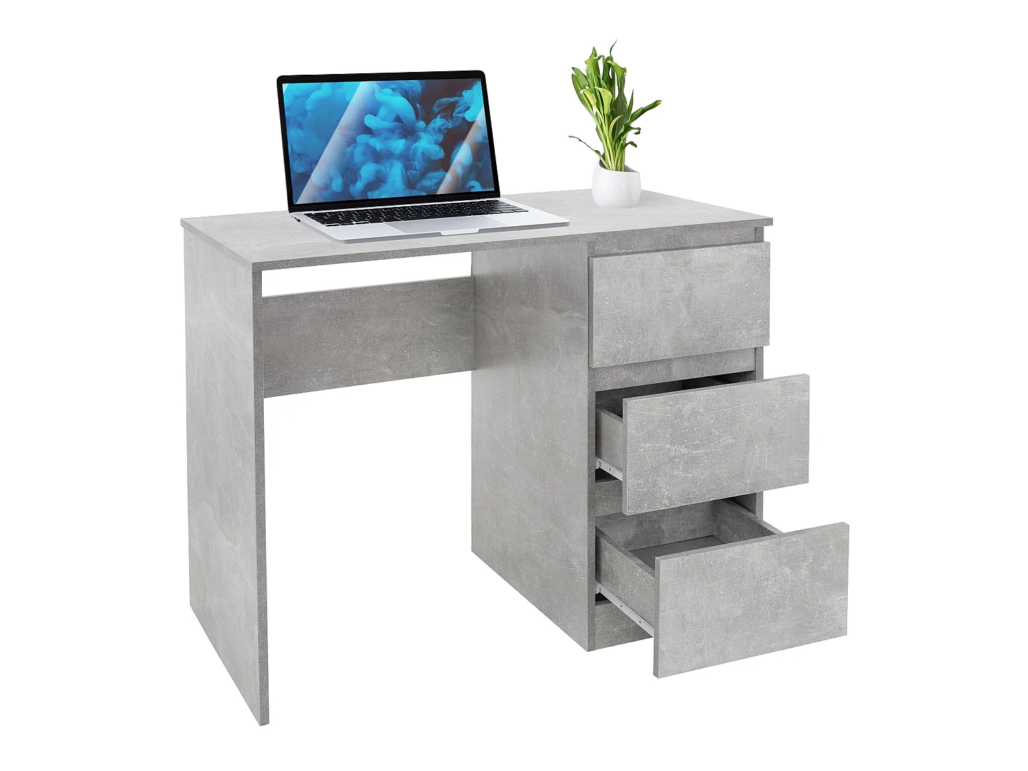 Bureau informatique avec 3 tiroirs table de travail gris ML-DESIGN