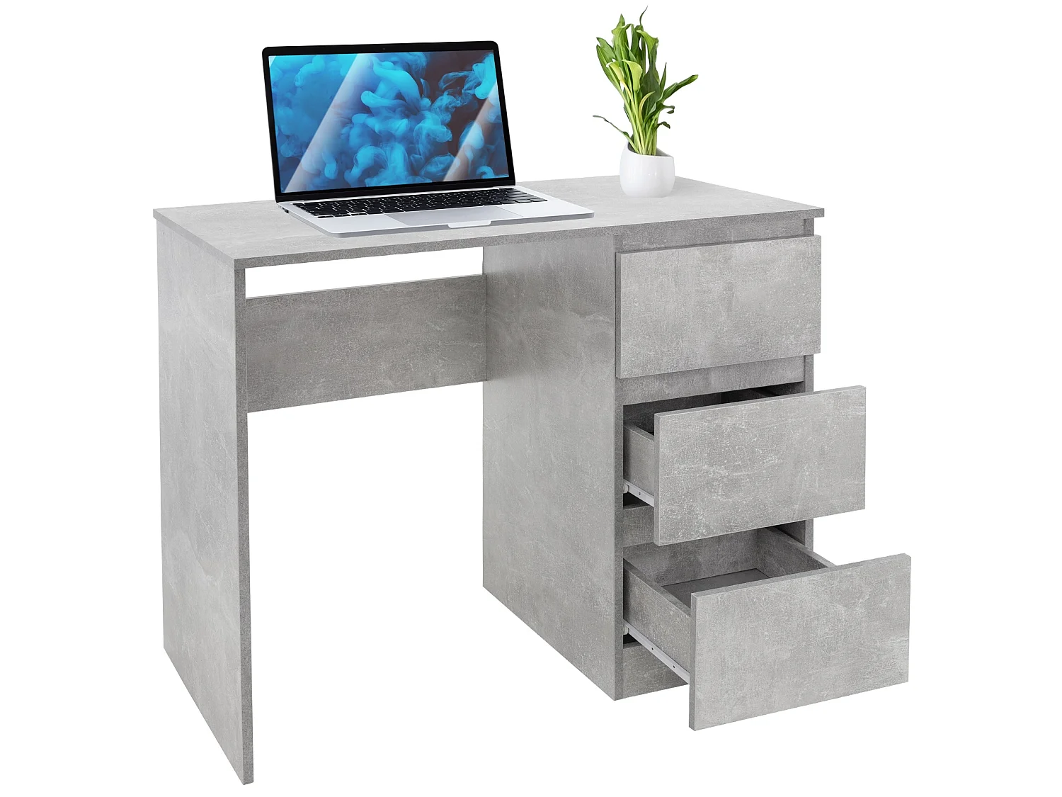 Scrivania per computer con 3 cassetti grigio ML-DESIGN