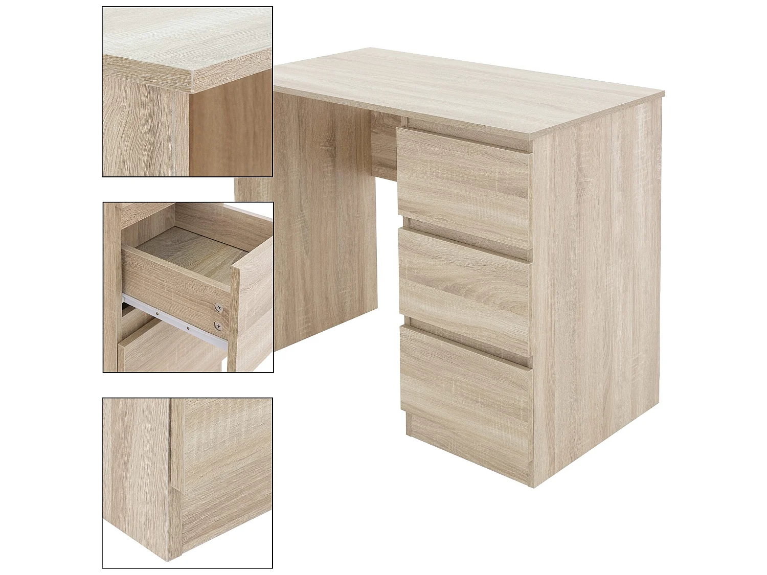 Mesa de ordenador con 3 cajones MDF ML-DESIGN