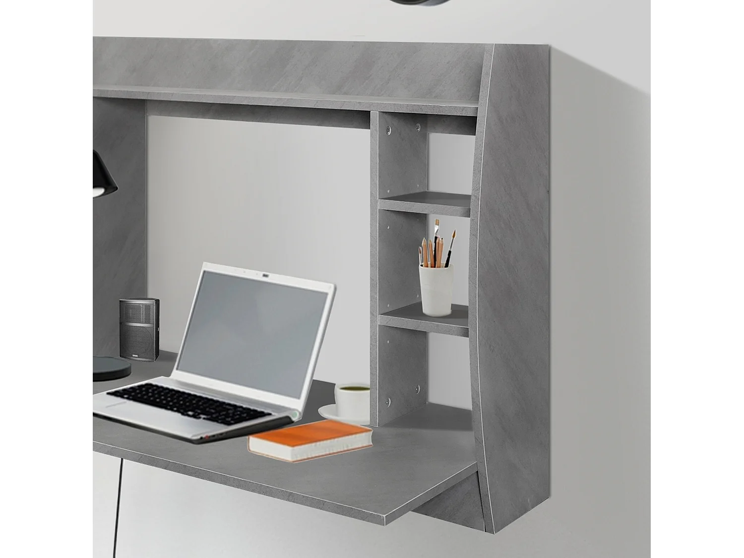 Bureau mural table d'ordinateur étagères et plateau MDF 110x75x48 cm ML-DESIGN