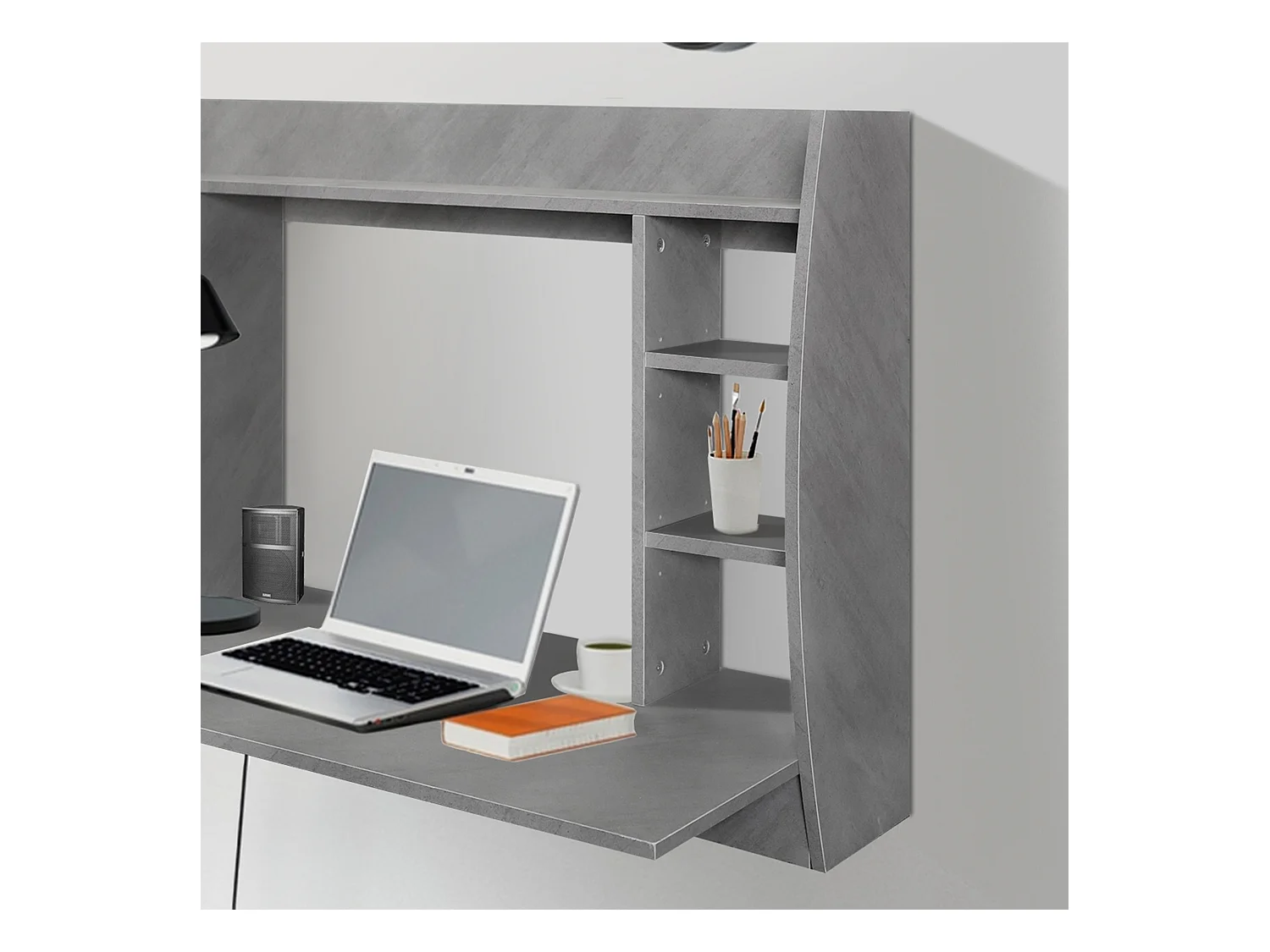 Bureau mural table d'ordinateur étagères et plateau MDF 110x75x48 cm ML-DESIGN