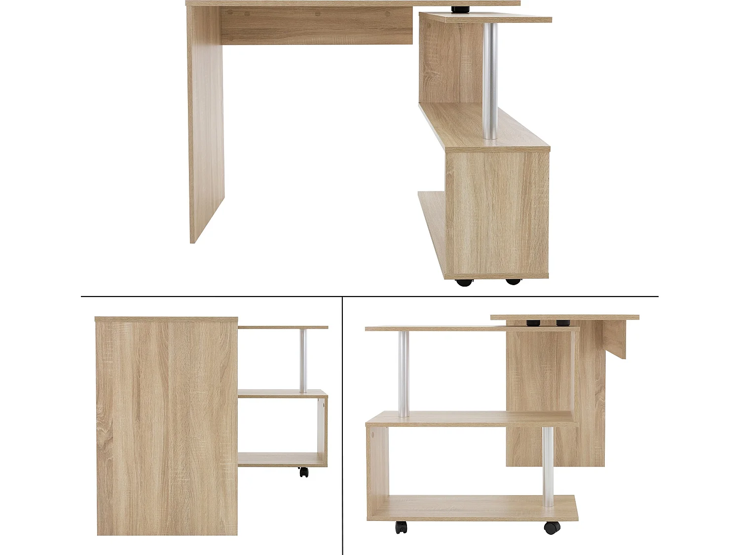 Scrivania angolare Sonoma tavolo da lavoro girevole a 90° ML-DESIGN