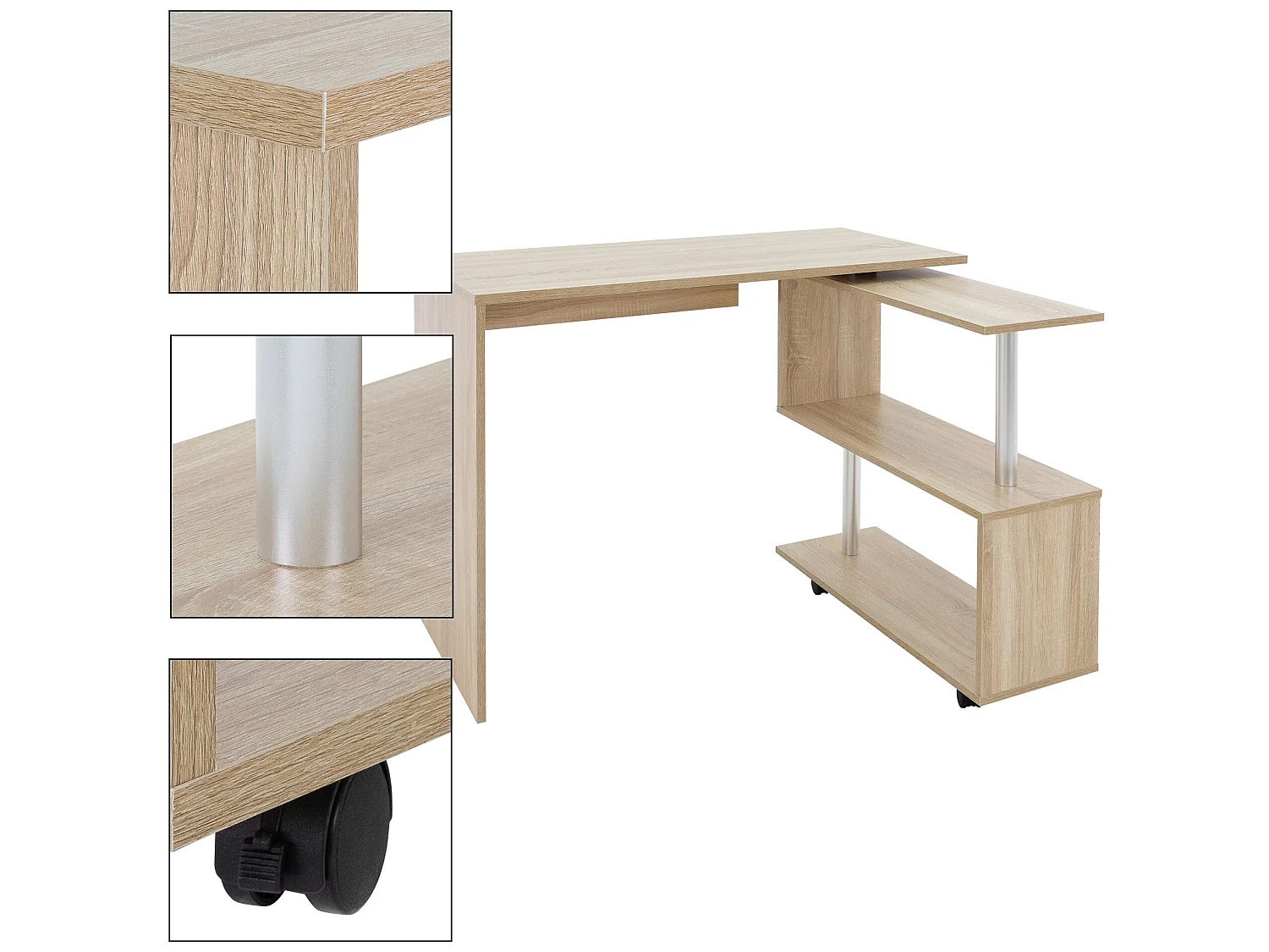 Scrivania angolare Sonoma tavolo da lavoro girevole a 90° ML-DESIGN