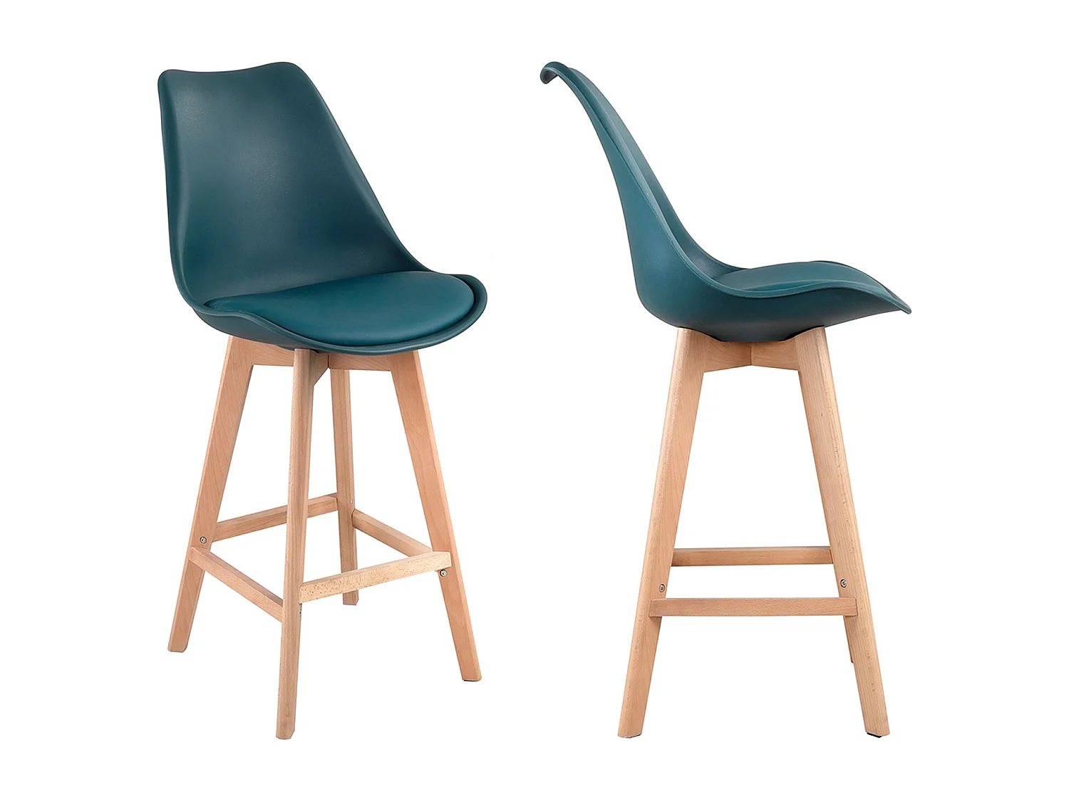 Lot de 2 tabourets scandinaves SVEN bleus avec coussin - HAPPY GARDEN