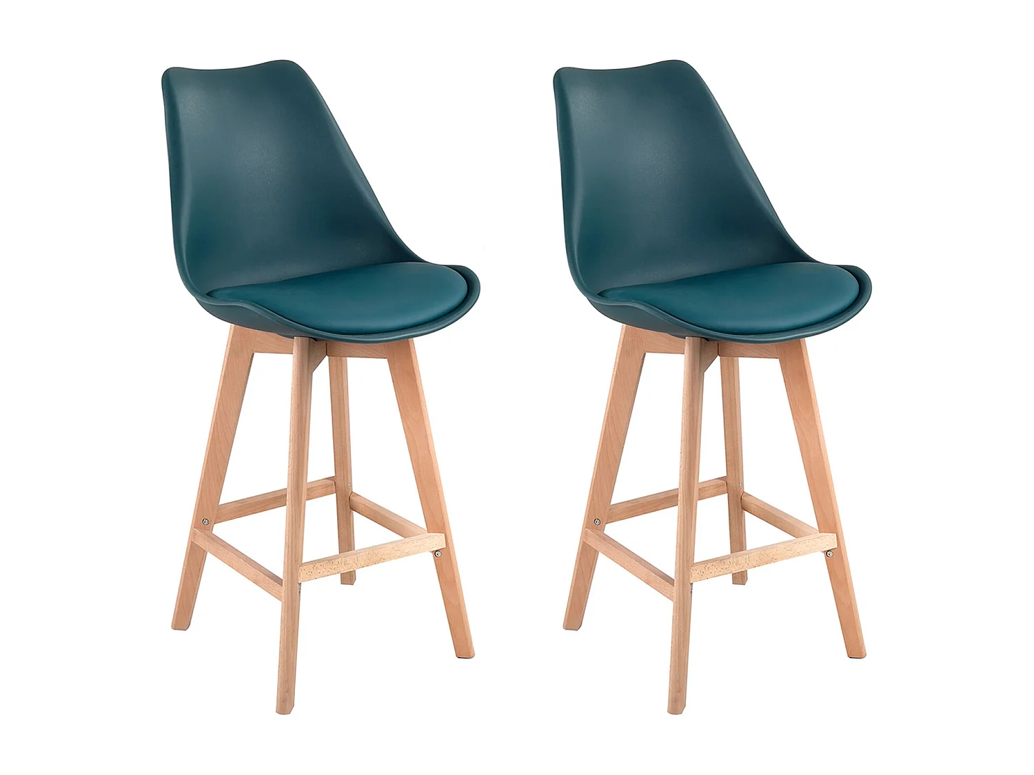 Lot de 2 tabourets scandinaves SVEN bleus avec coussin - HAPPY GARDEN