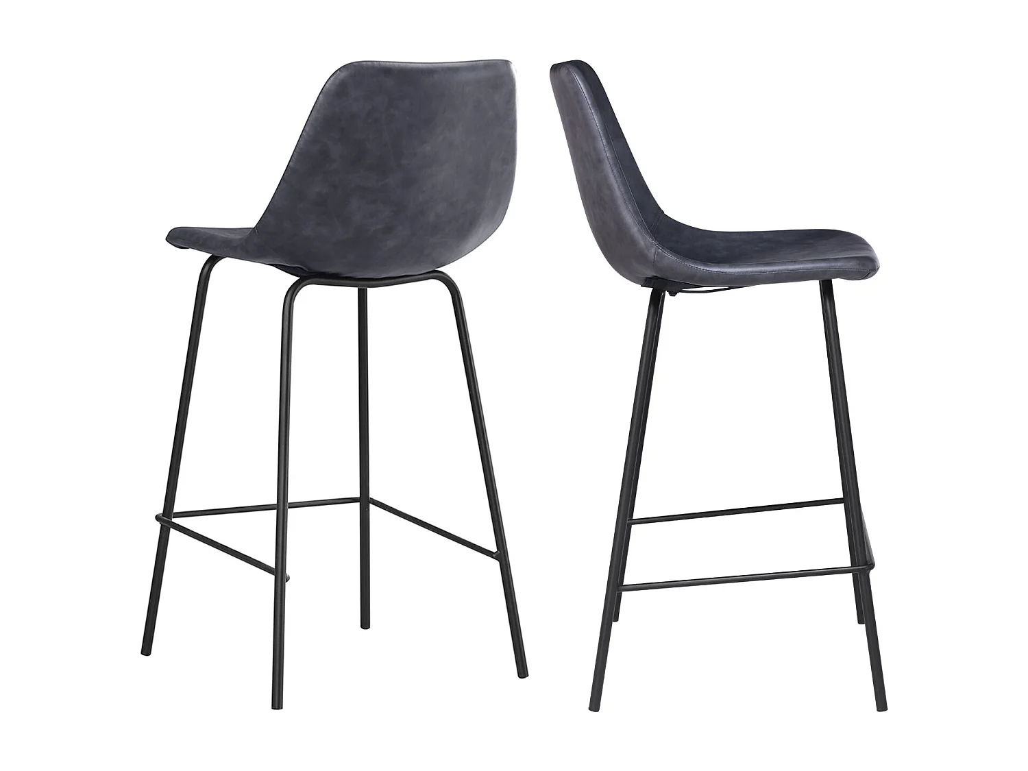 Set di 2 sgabelli vintage LUCIEN grigio scuro - Altezza seduta 65cm