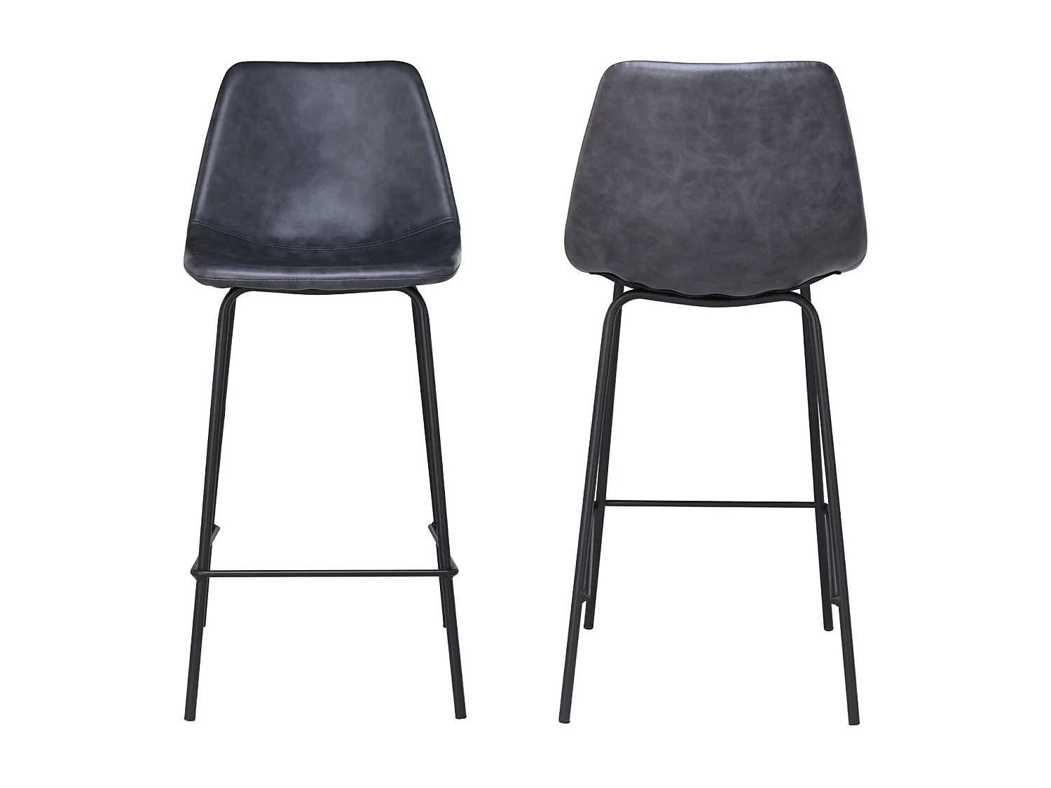 Set van 2 vintage LUCIEN barkrukken donkergrijs - Zithoogte 65cm