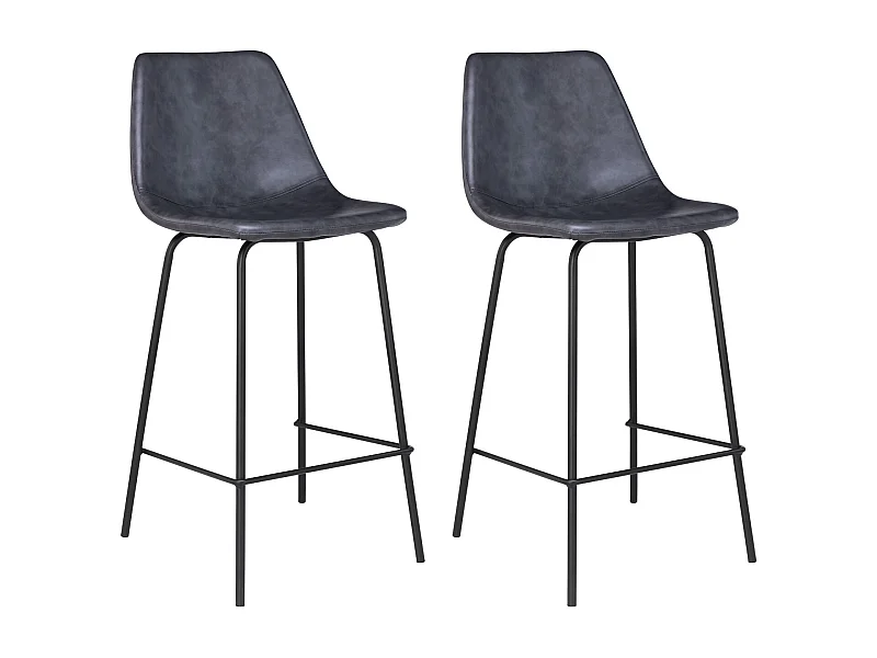 Set van 2 vintage LUCIEN barkrukken donkergrijs - Zithoogte 65cm