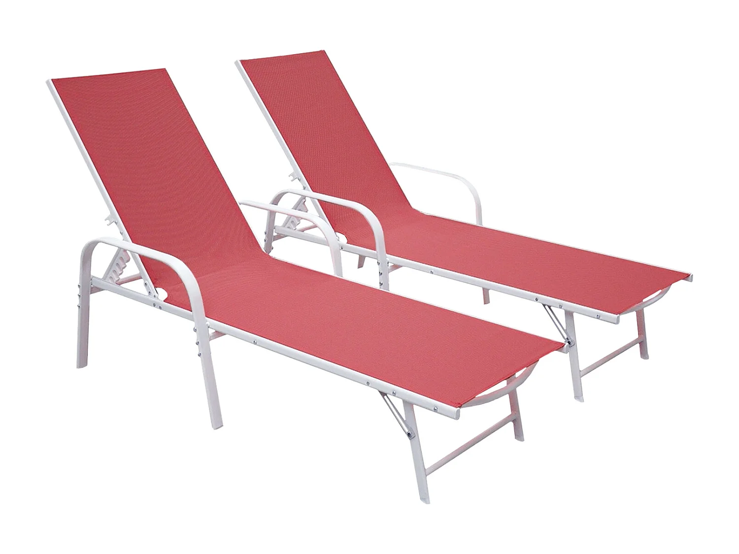 Set van 2 SARDINIA roze textilene ligbedden - witte structuur