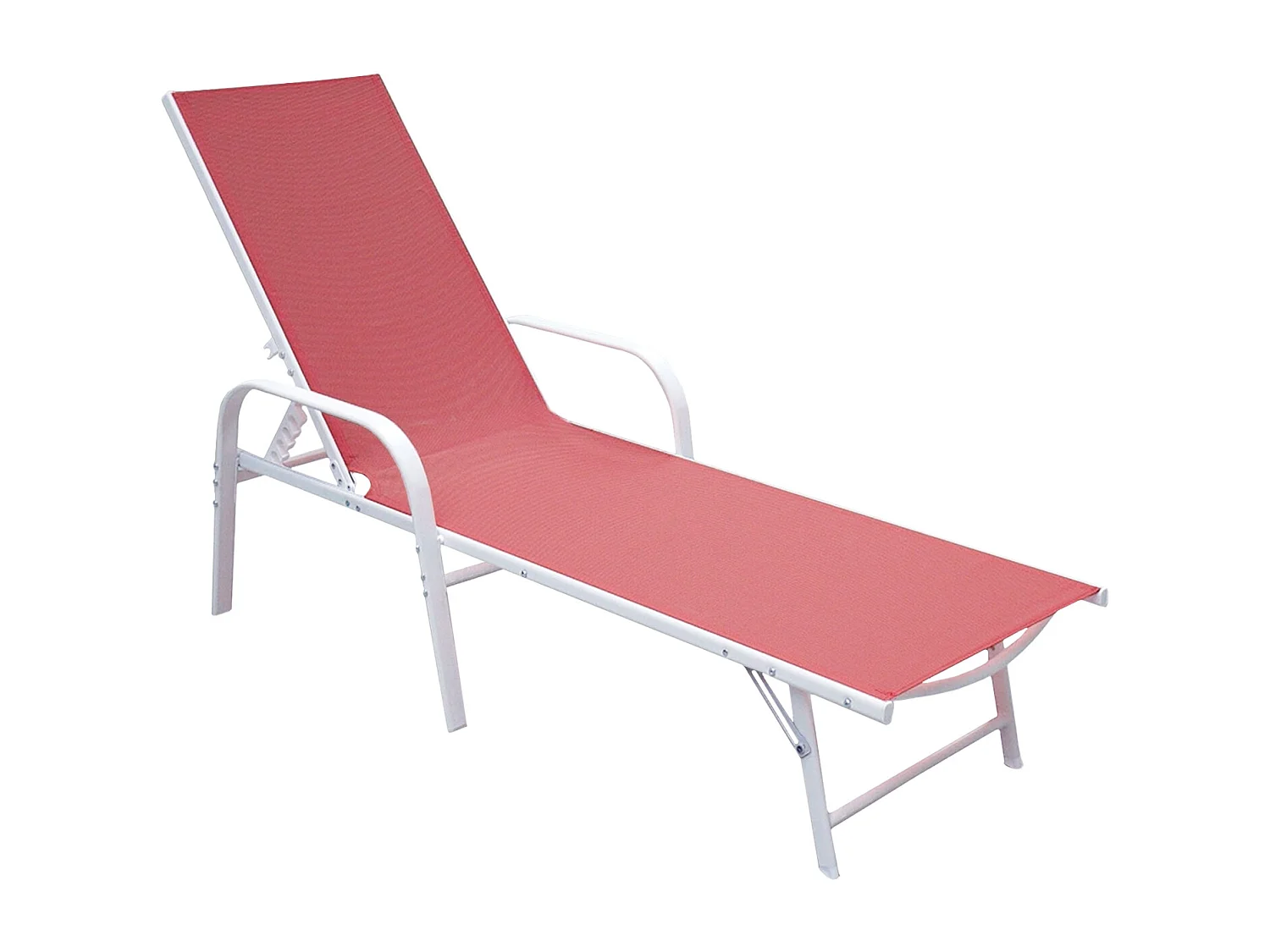 Lot de 2 bains de soleil SARDINIA en textilène rose - structure blanche - HAPPY GARDEN