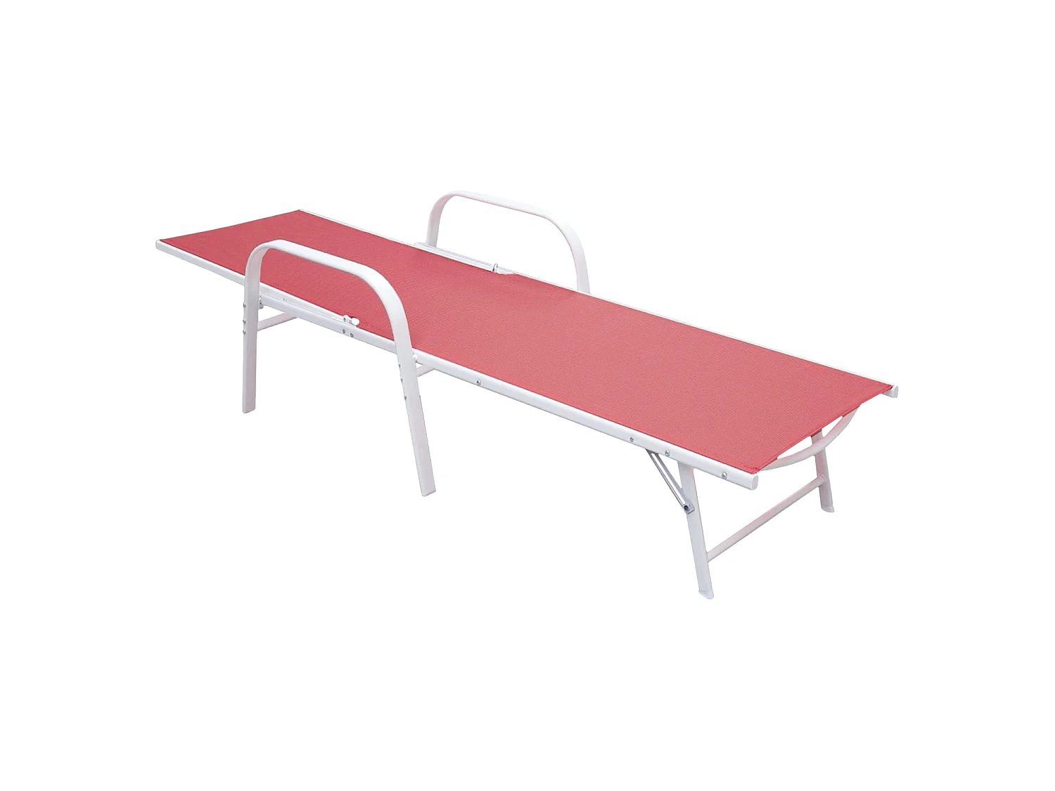 Lot de 2 bains de soleil SARDINIA en textilène rose - structure blanche - HAPPY GARDEN