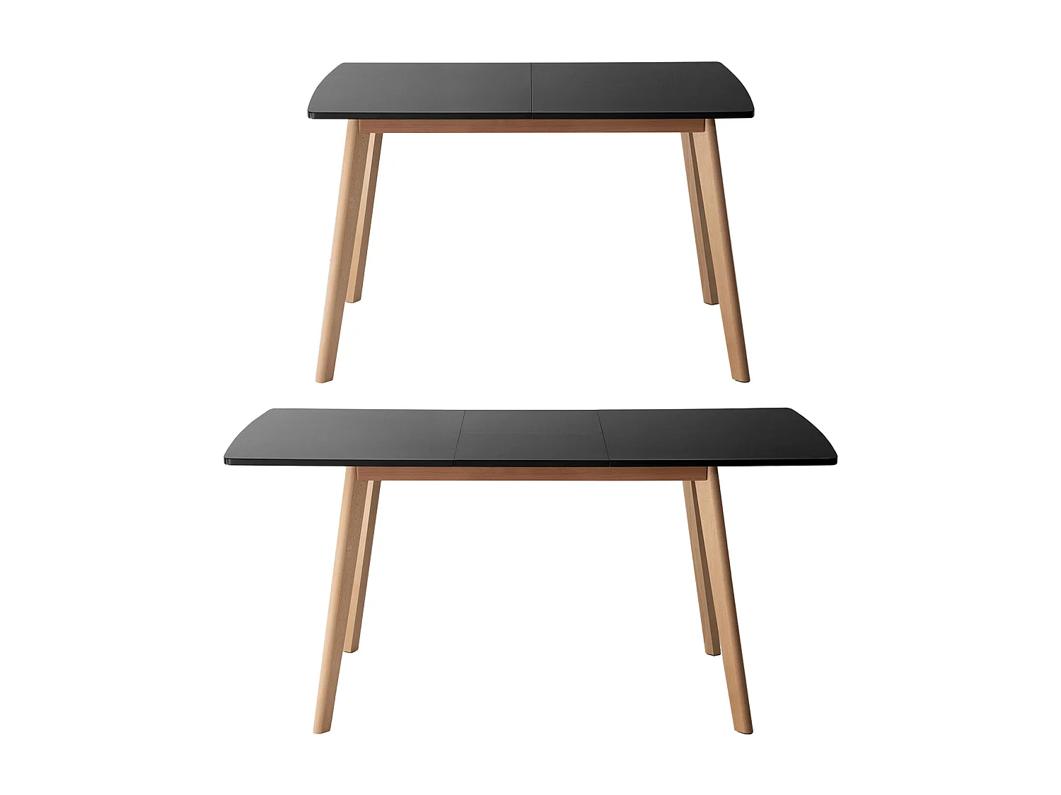Uittrekbare tafel 120/160cm HELGA en 6 stoelen NORA zwart