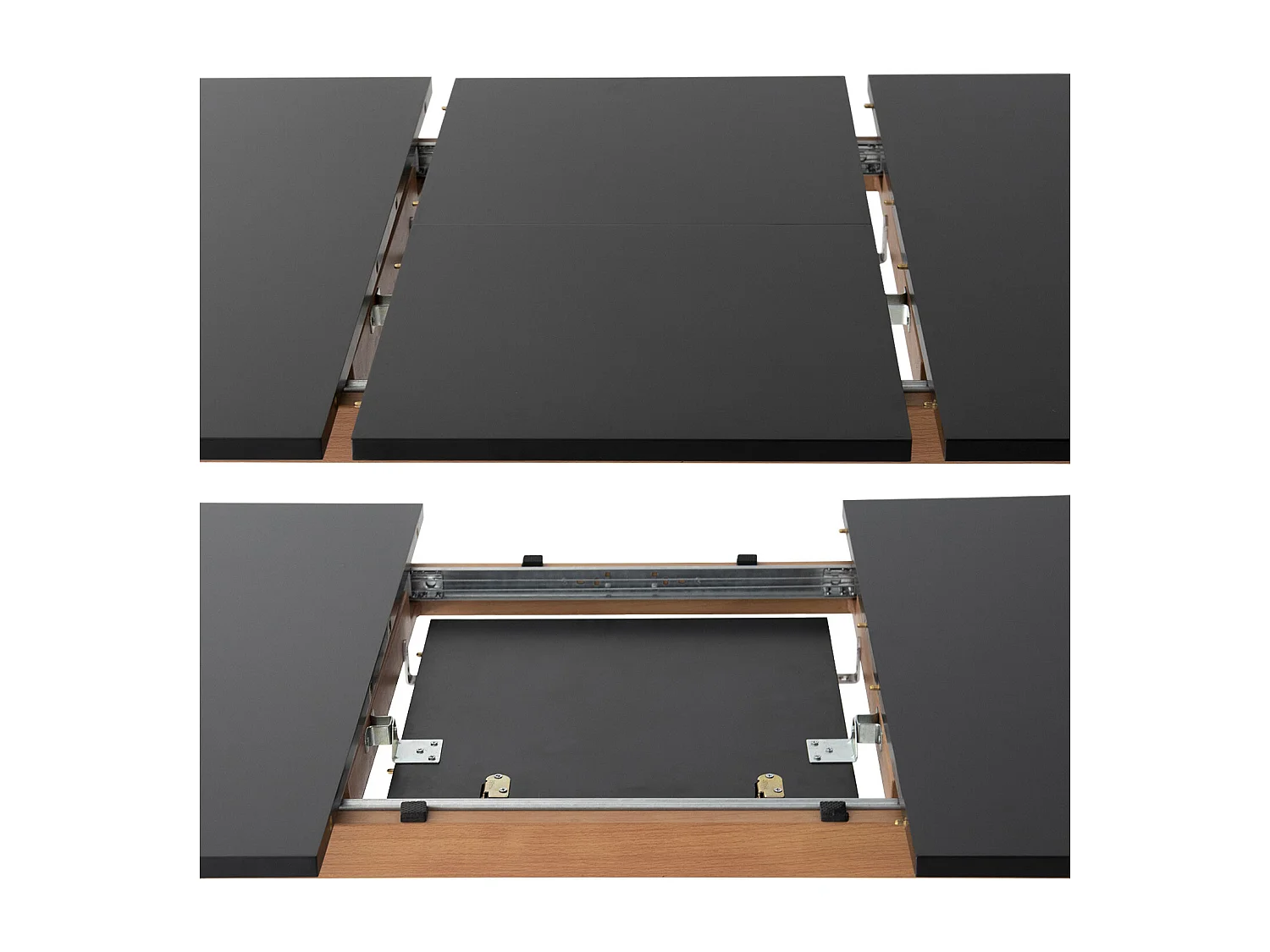 Uittrekbare tafel 120/160cm HELGA en 6 stoelen NORA zwart