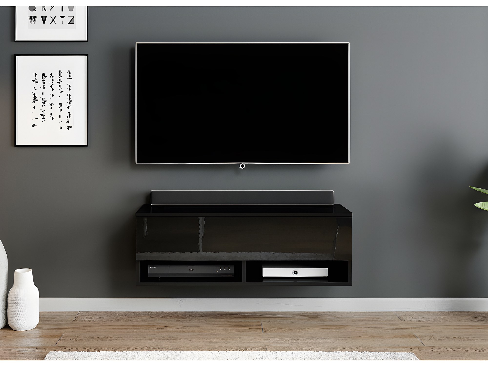 TV Lowboard ALYX 100 Schwarz mit LED