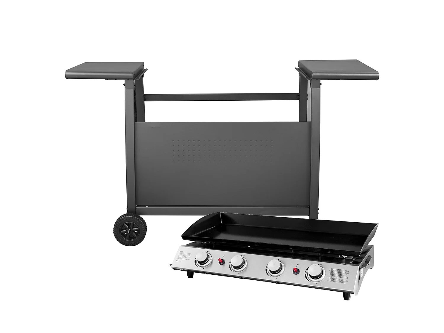 Plancha de gas VALENCIA 4 quemadores 10kW + carrito