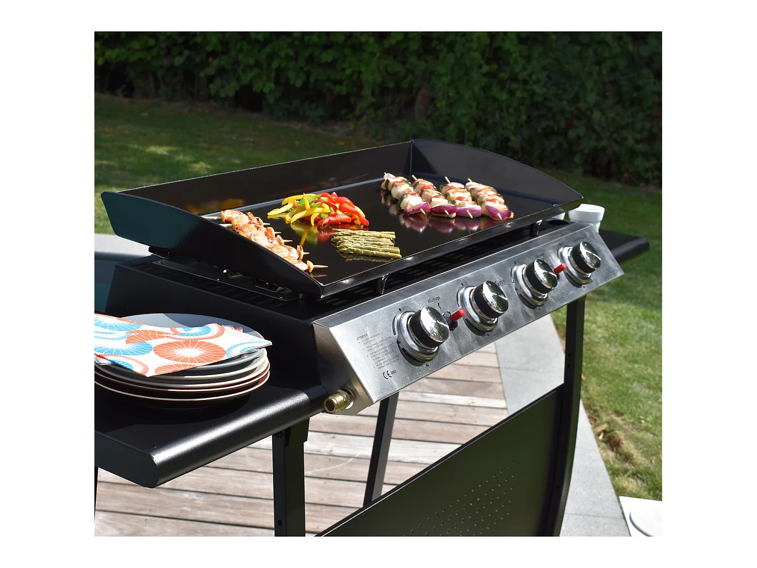 Plancha de gas VALENCIA 4 quemadores 10kW + carrito