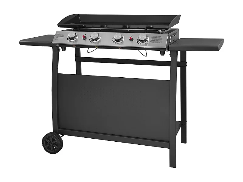 Plancha au gaz VALENCIA - 4 brûleurs 10kW + chariot - HAPPY GARDEN