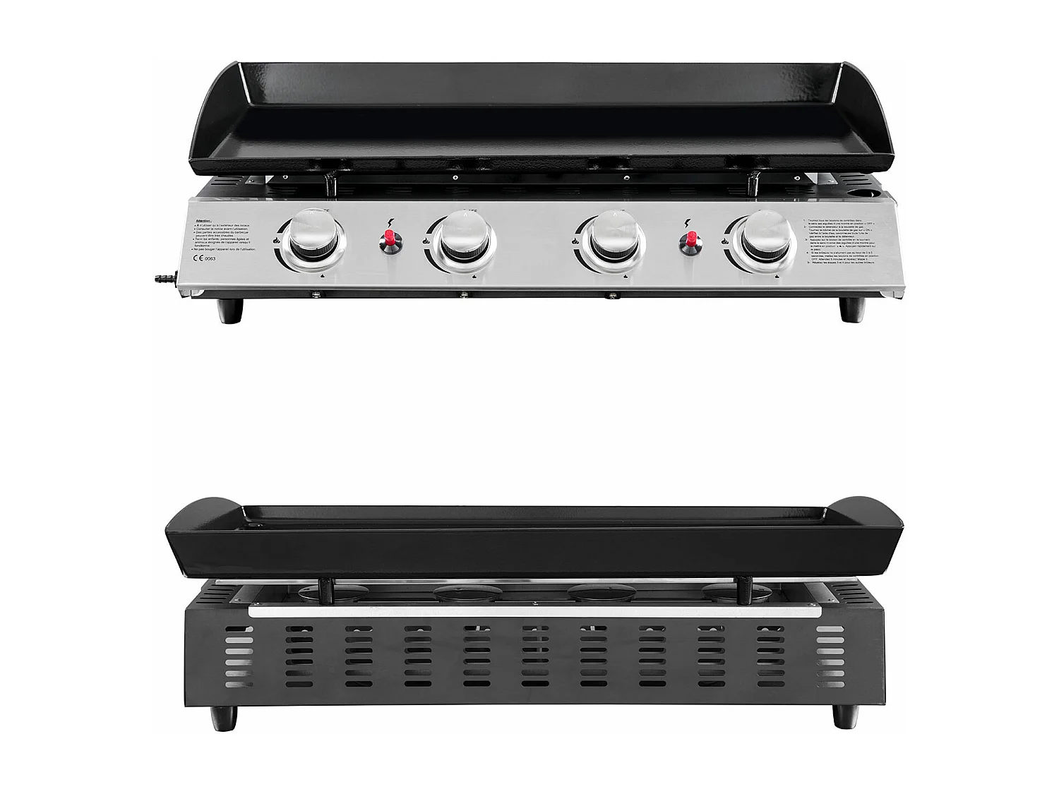 Plancha au gaz VALENCIA - 4 brûleurs 10kW - HAPPY GARDEN