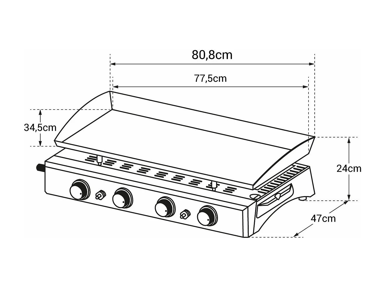Plancha au gaz VALENCIA - 4 brûleurs 10kW - HAPPY GARDEN