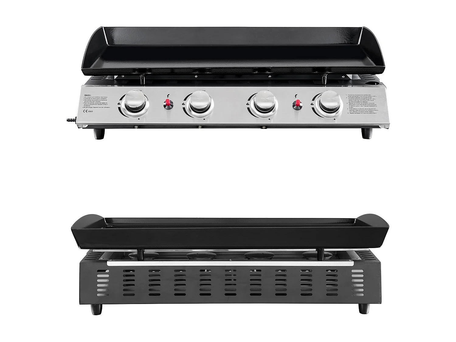 Plancha au gaz VALENCIA - 4 brûleurs 10kW - HAPPY GARDEN