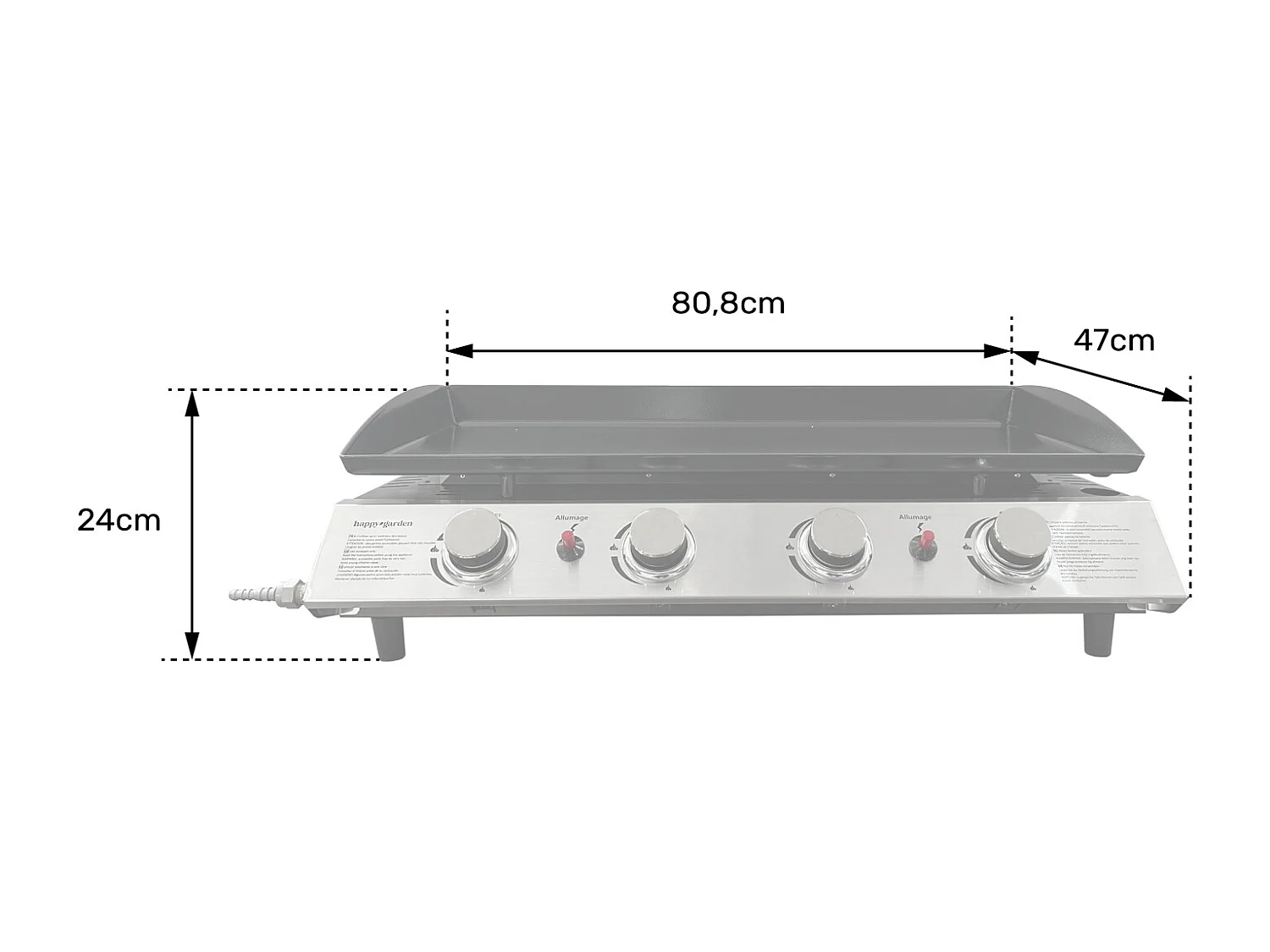 VALENCIA gas bakplaat - 4 branders 10kW