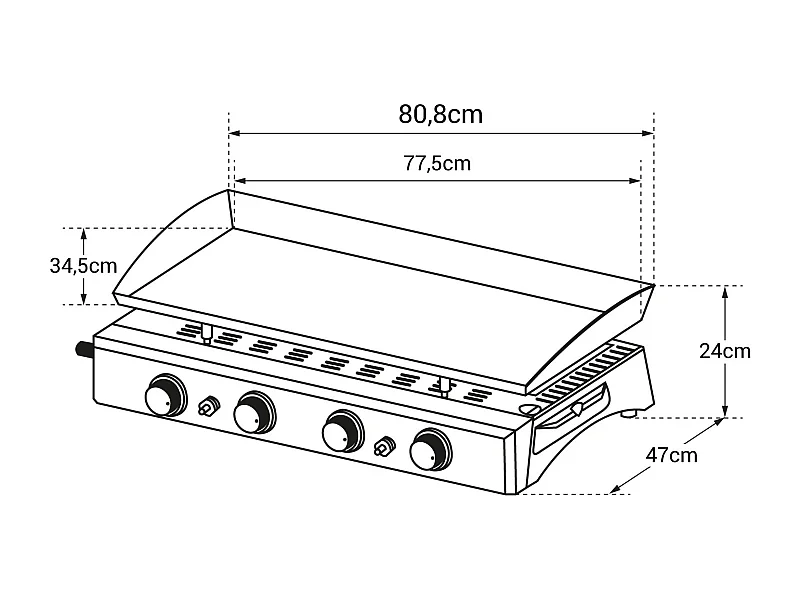 Plancha au gaz VALENCIA - 4 brûleurs 10kW - HAPPY GARDEN