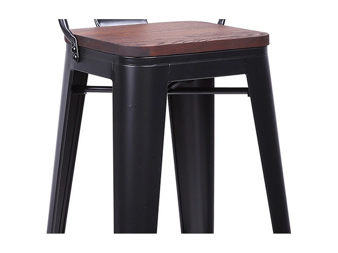 NEVADA - Lot de 2 Chaises de bar en acier et bois foncé