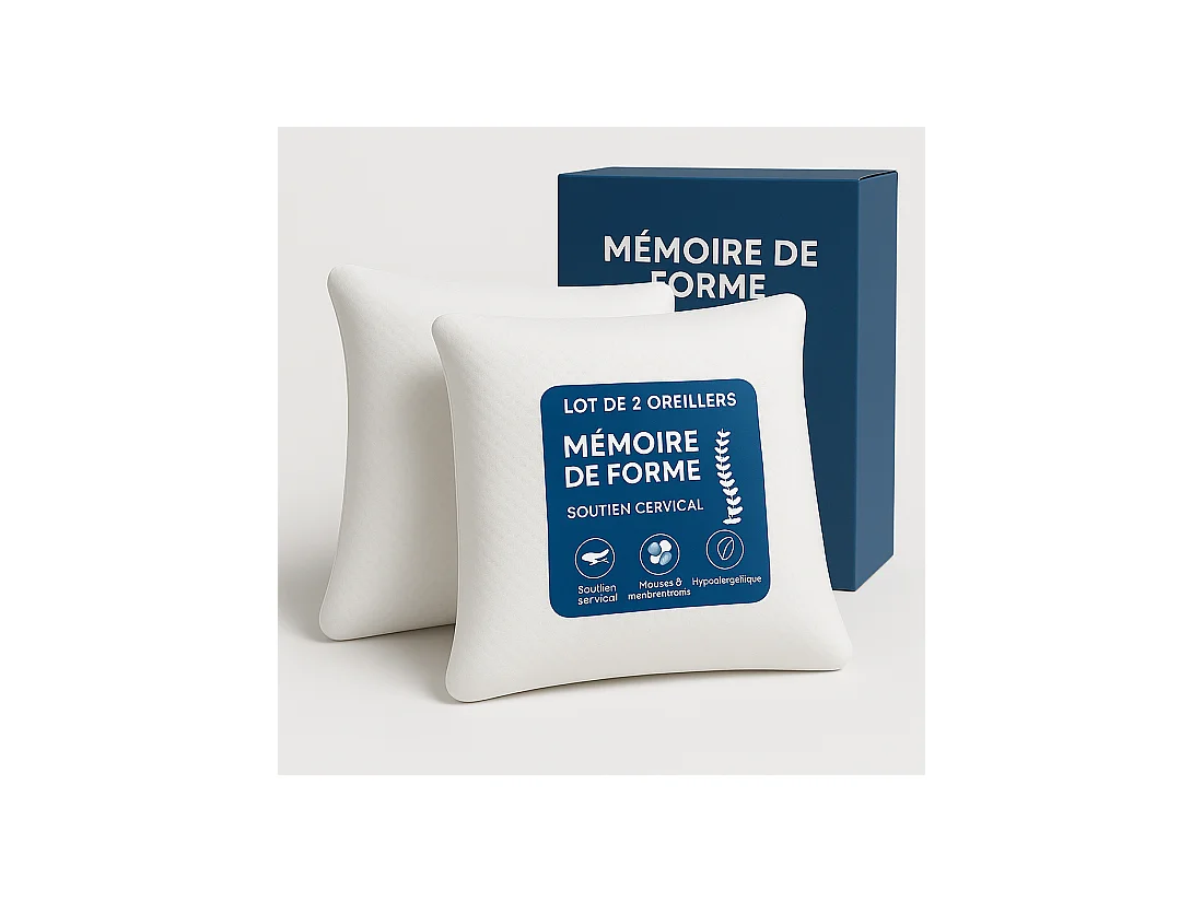 OREILLERS MÉMOIRE de FORME 60x60 cm