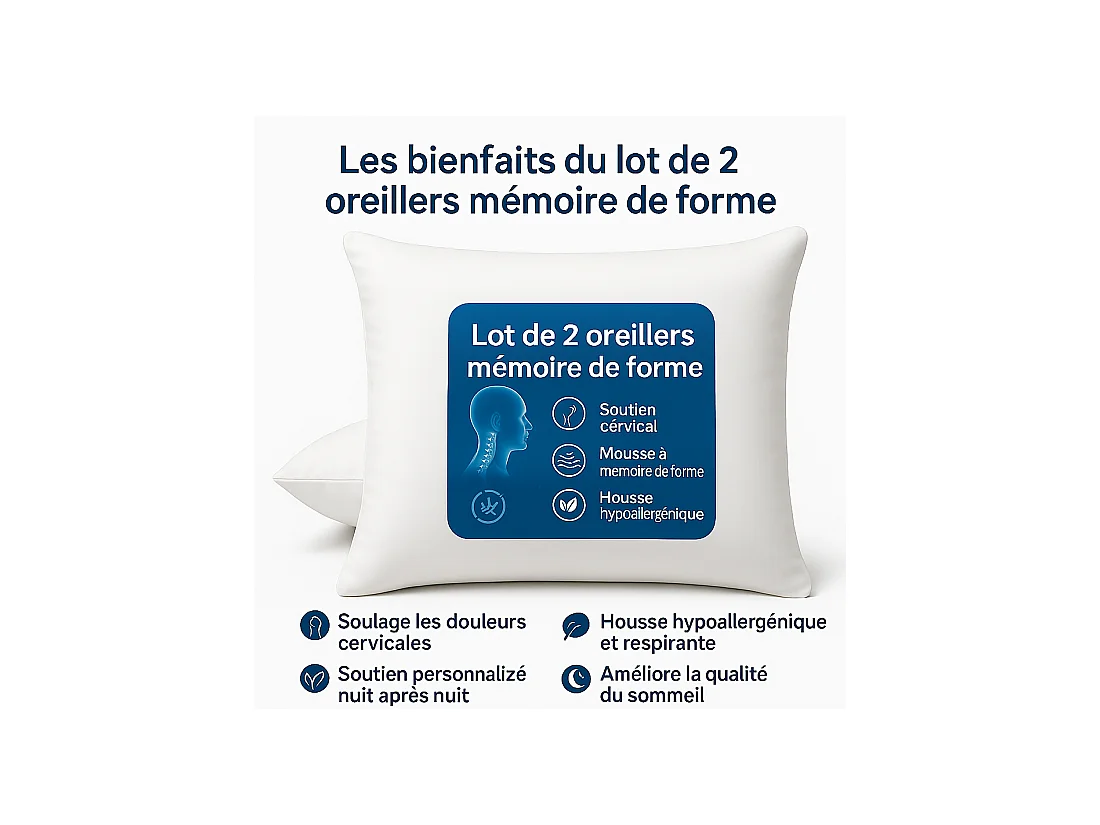 OREILLERS MÉMOIRE de FORME 60x60 cm