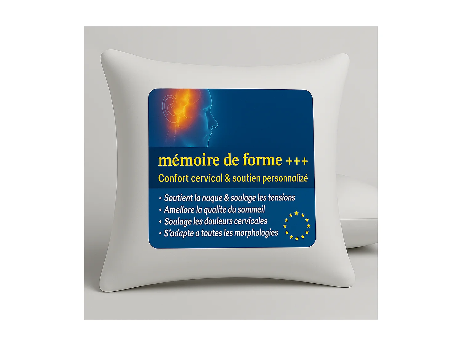 OREILLERS MÉMOIRE de FORME 60x60 cm