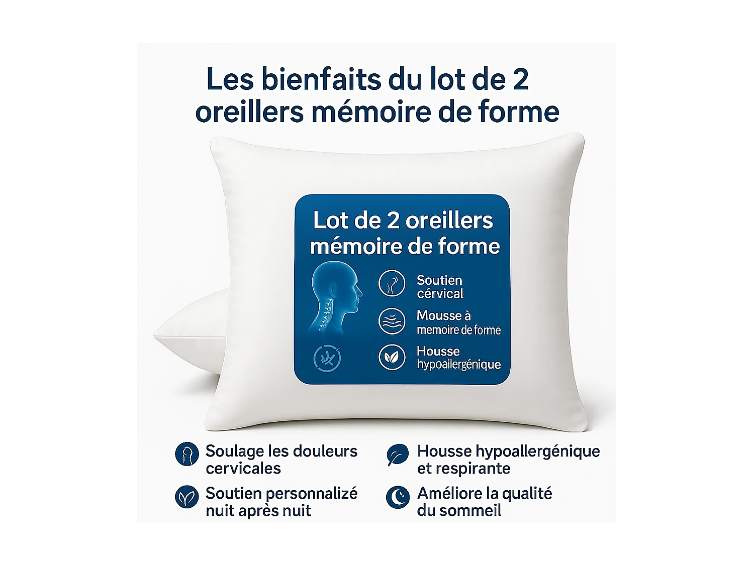 OREILLERS MÉMOIRE de FORME 60x60 cm