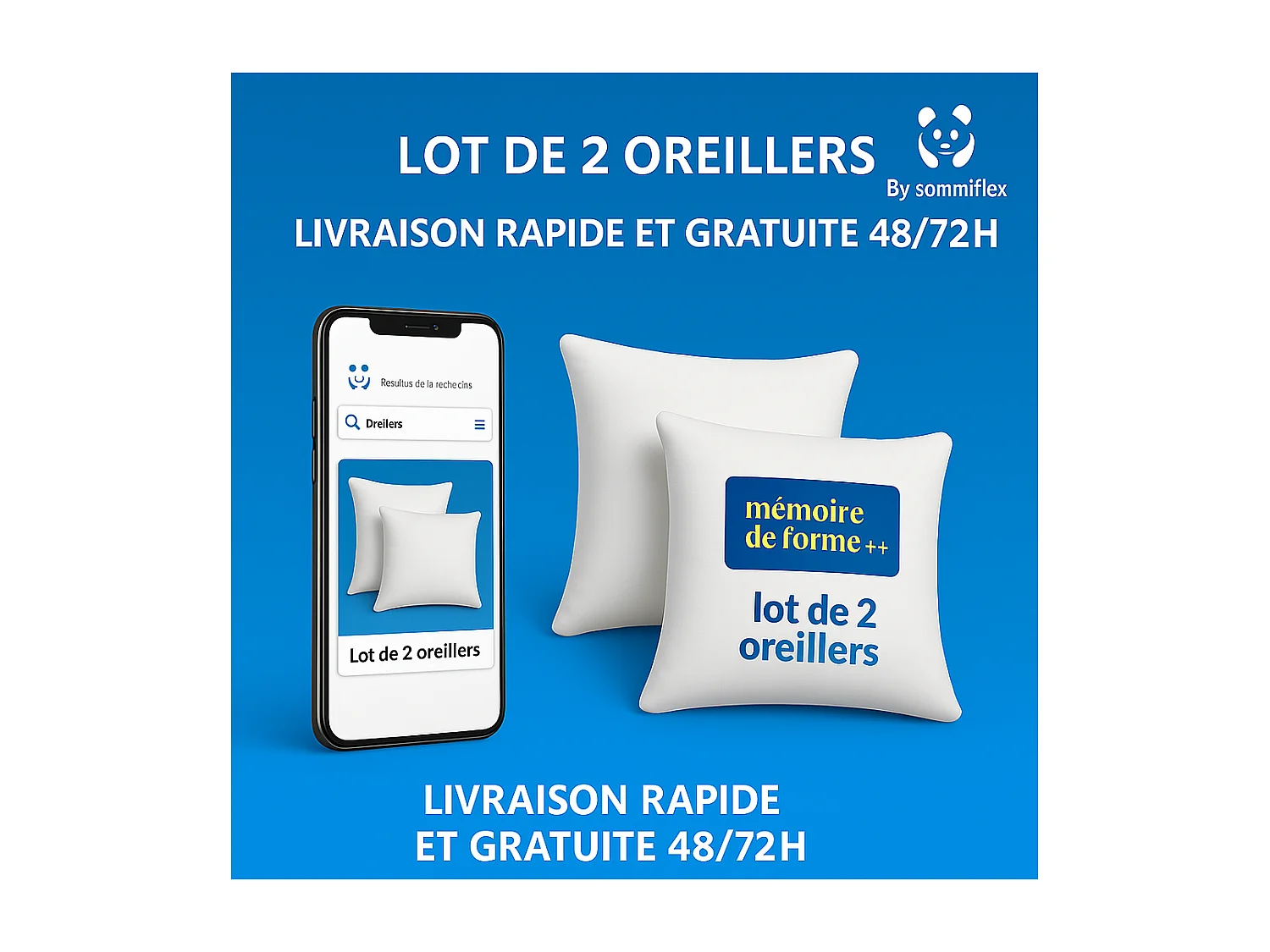 OREILLERS MÉMOIRE de FORME 60x60 cm