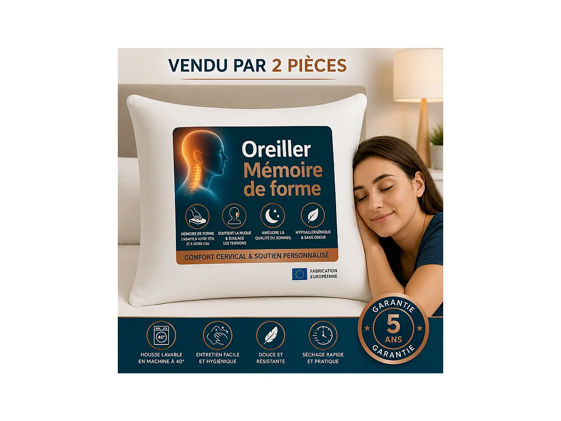 OREILLERS MÉMOIRE de FORME 60x60 cm