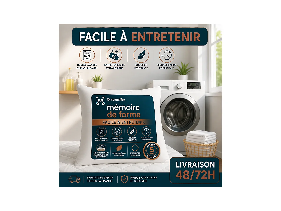 OREILLERS MÉMOIRE de FORME 60x60 cm