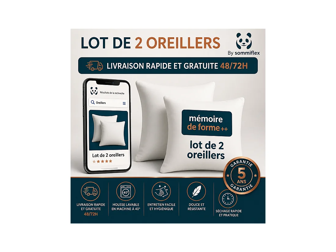 OREILLERS MÉMOIRE de FORME 60x60 cm