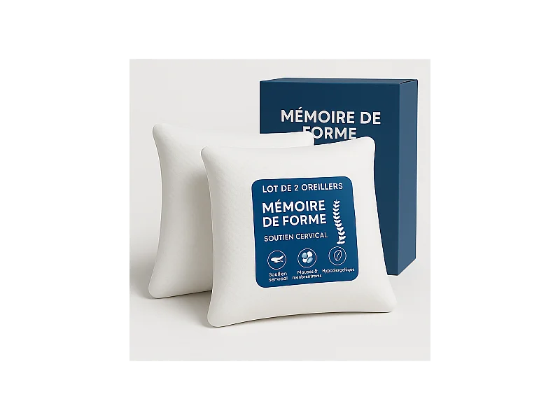 OREILLERS MÉMOIRE de FORME 60x60 cm