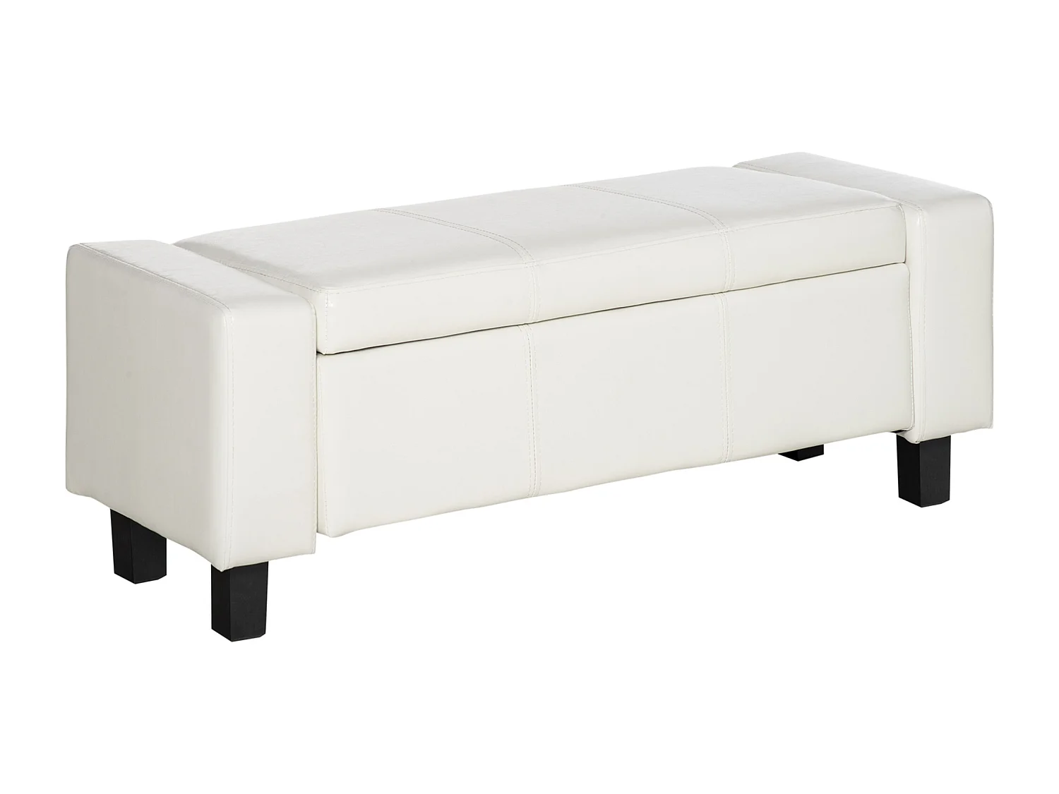 Banc coffre de rangement 2 en 1 revêtement synthétique capitonné 106L x 40l x 40H cm blanc