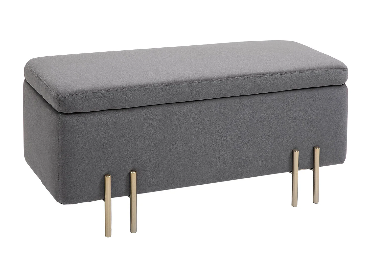 HOMCOM Grand pouf coffre de rangement design contemporain- banc avec espace de rangement - dim. 100L x 40l x 42H cm - velours gris foncé piètement métal doré