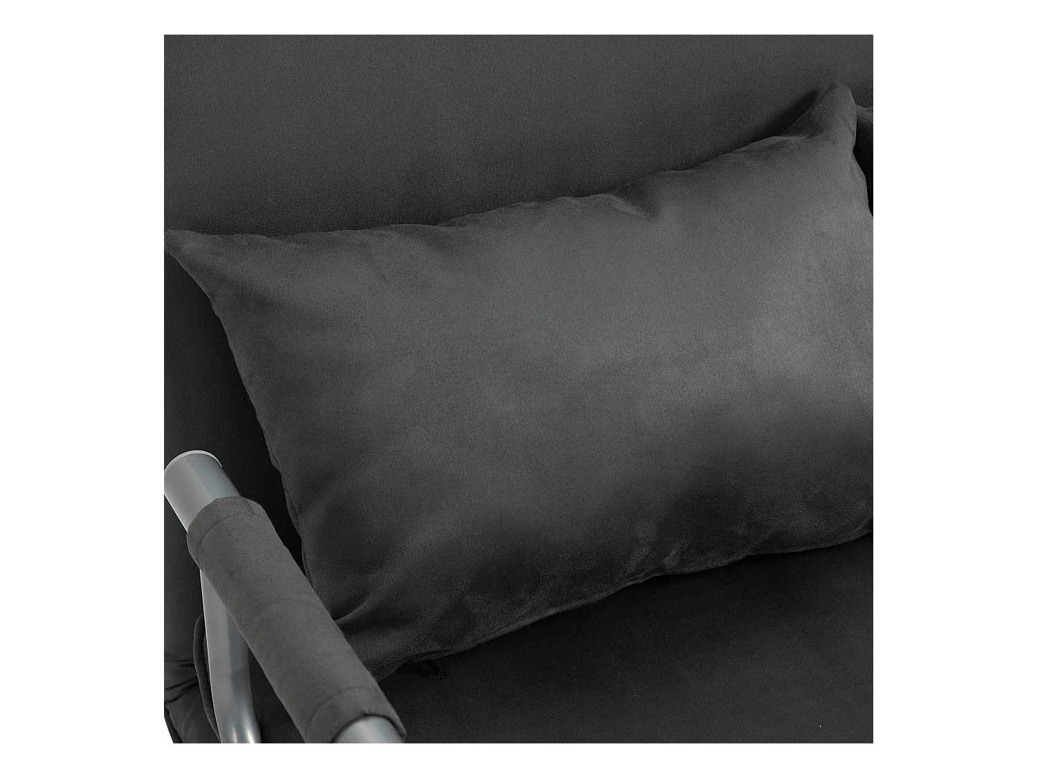 Canapé-lit canapé convertible 2 places déhoussable grand confort 2 coussins fournis pieds accoudoirs métal suède anthracite