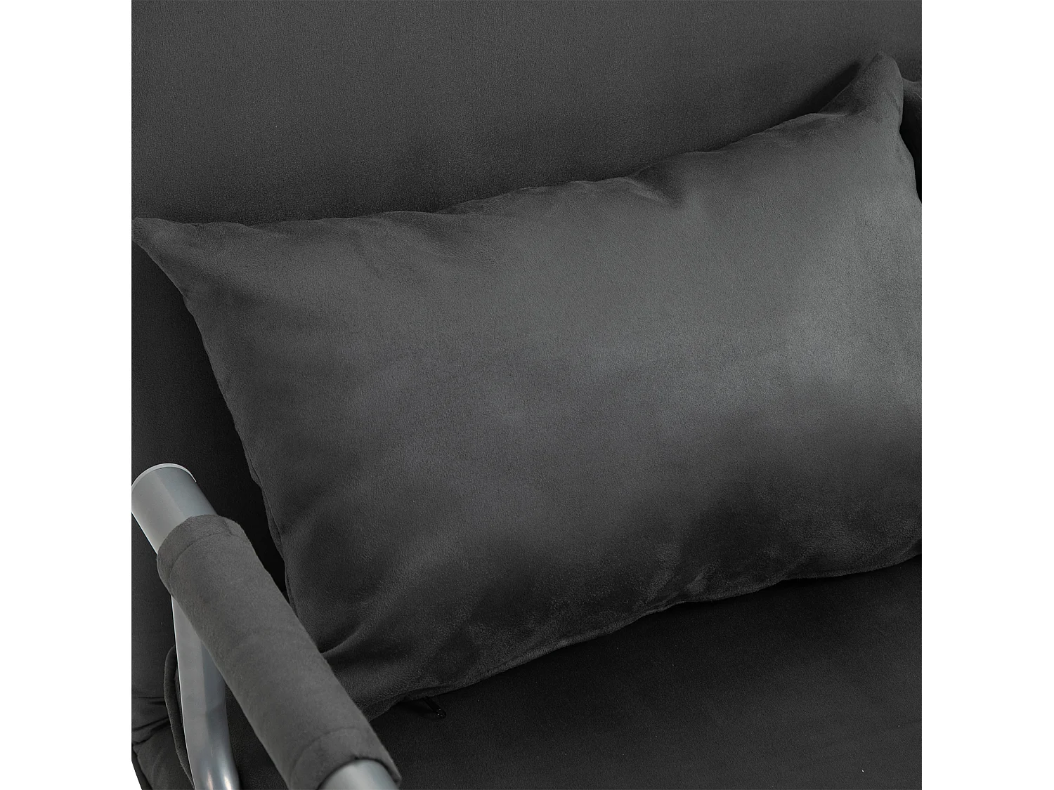 Canapé-lit canapé convertible 2 places déhoussable grand confort 2 coussins fournis pieds accoudoirs métal suède anthracite
