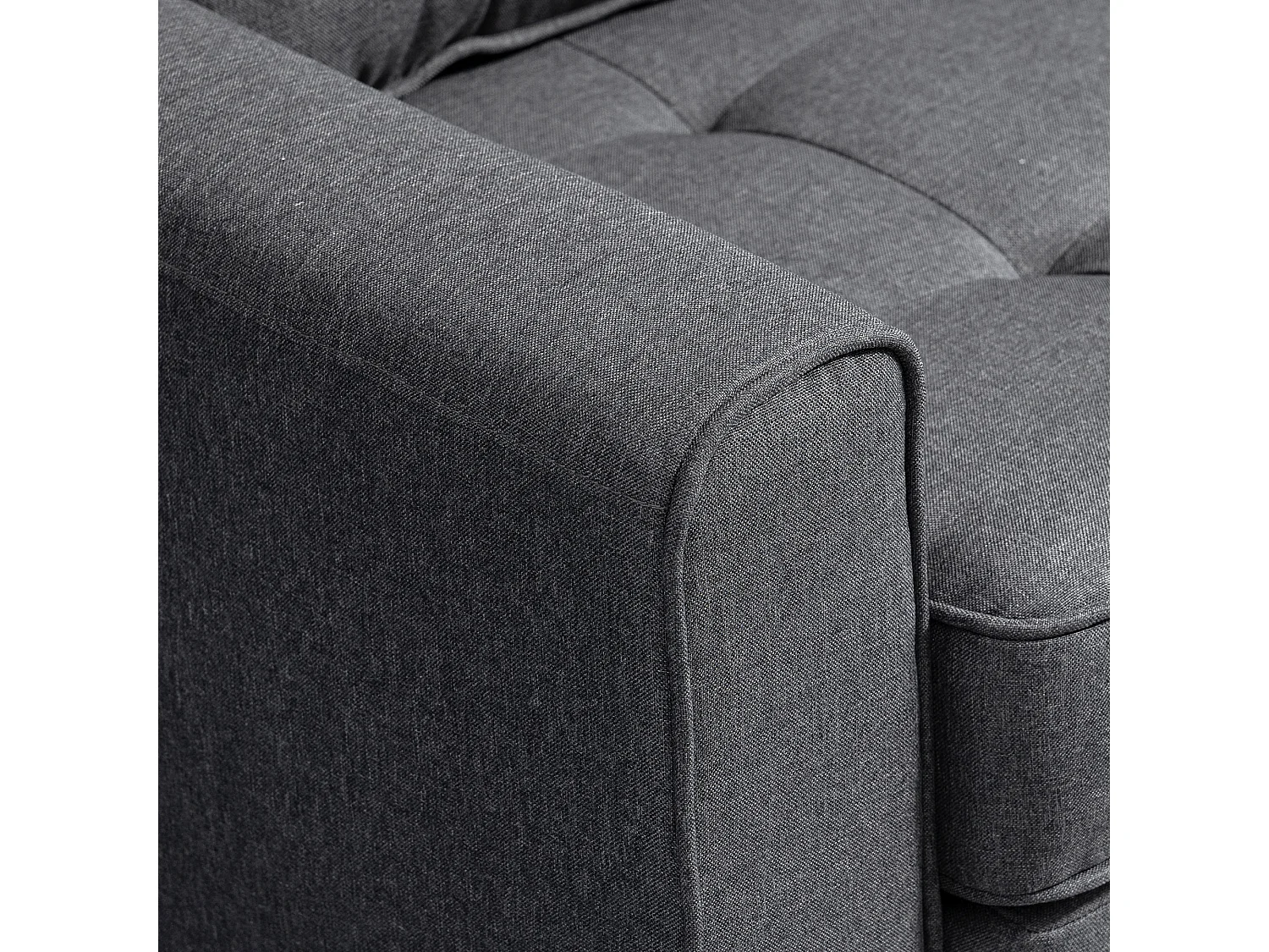 Canapé convertible 2 places design contemporain assise dossier capitonnés polyester aspect lin gris