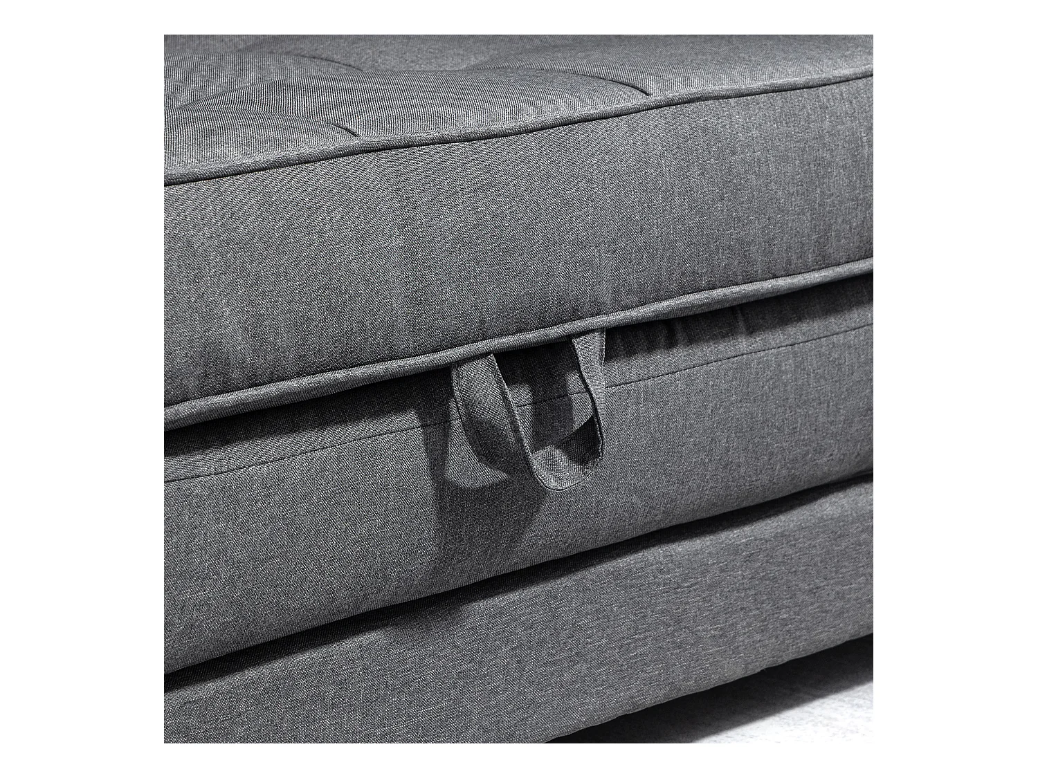 Canapé convertible 2 places design contemporain assise dossier capitonnés polyester aspect lin gris