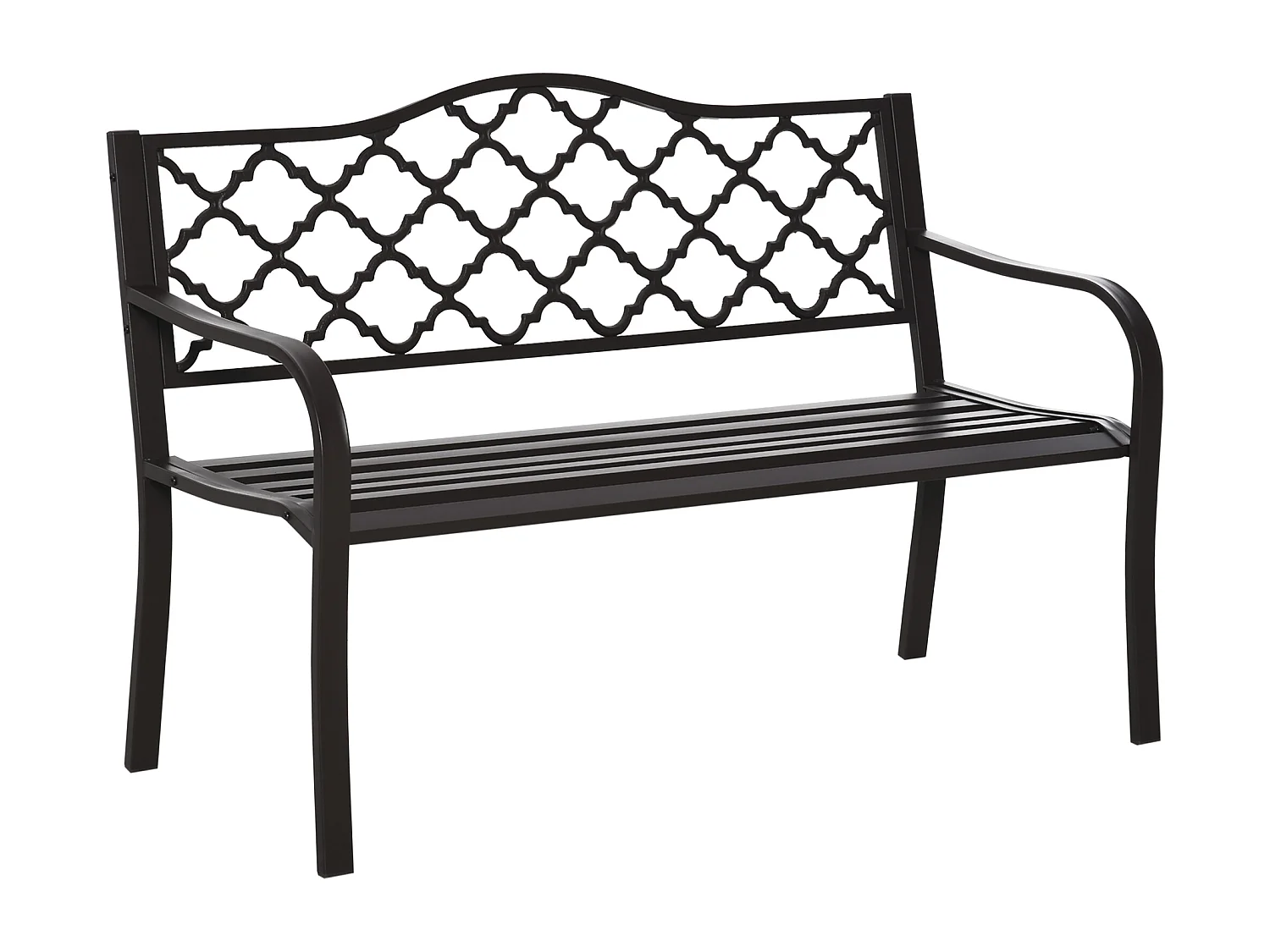 Banc 3 places de jardin terrasse style rural chic 128L x 60l x 89H cm métal époxy anticorrosion fonte brun