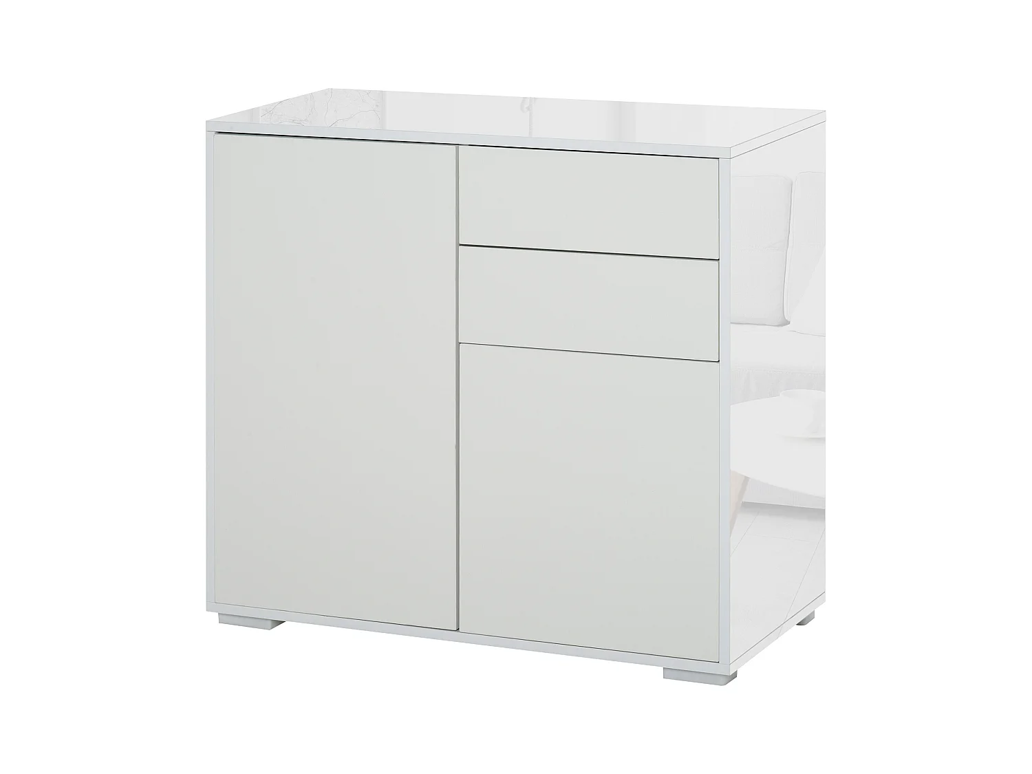 Commode buffet meuble de rangement 2 tiroirs 2 portes avec étagère 79 x 36 x 74 cm blanc