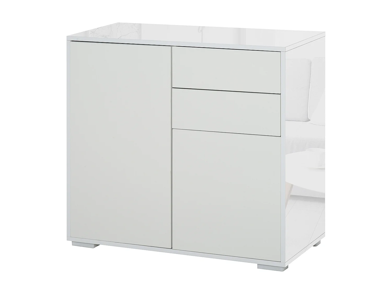 Commode buffet meuble de rangement 2 tiroirs 2 portes avec étagère 79 x 36 x 74 cm blanc