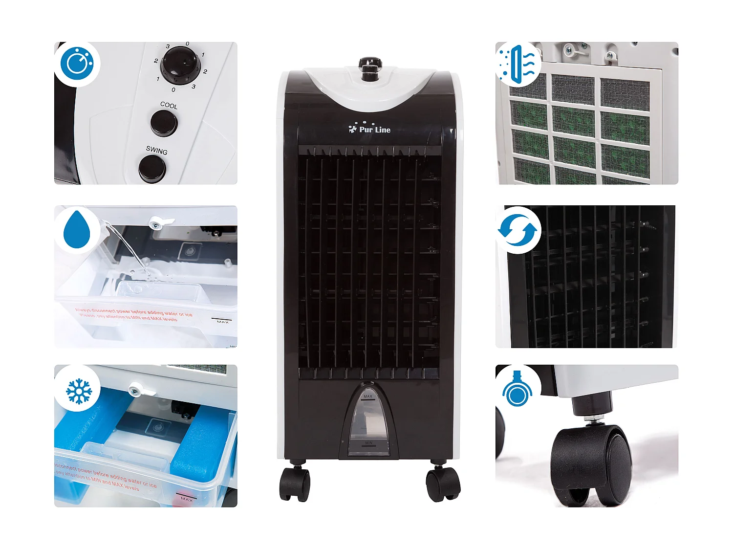 Rafraichisseur d'air par évaporation à débit élevé avec fonction COOL