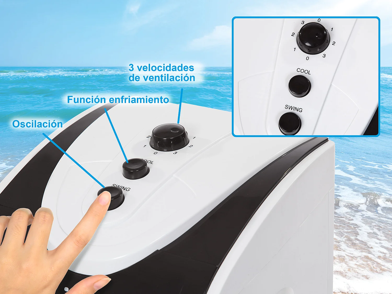 Rafraichisseur d'air par évaporation à débit élevé avec fonction COOL