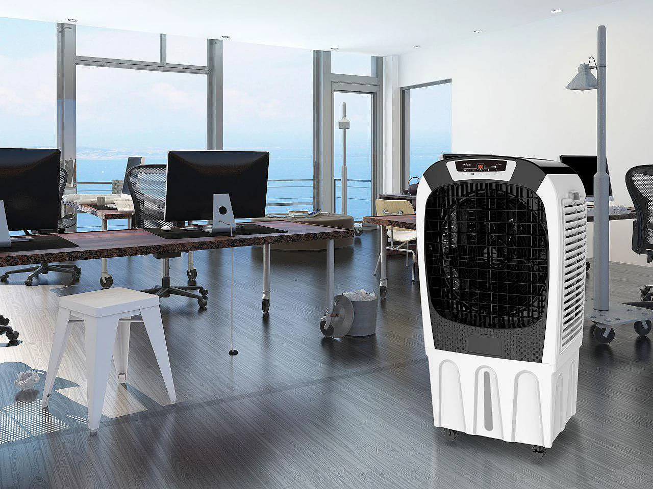 High-flow verdampingskoeler met afstandsbediening en wielen