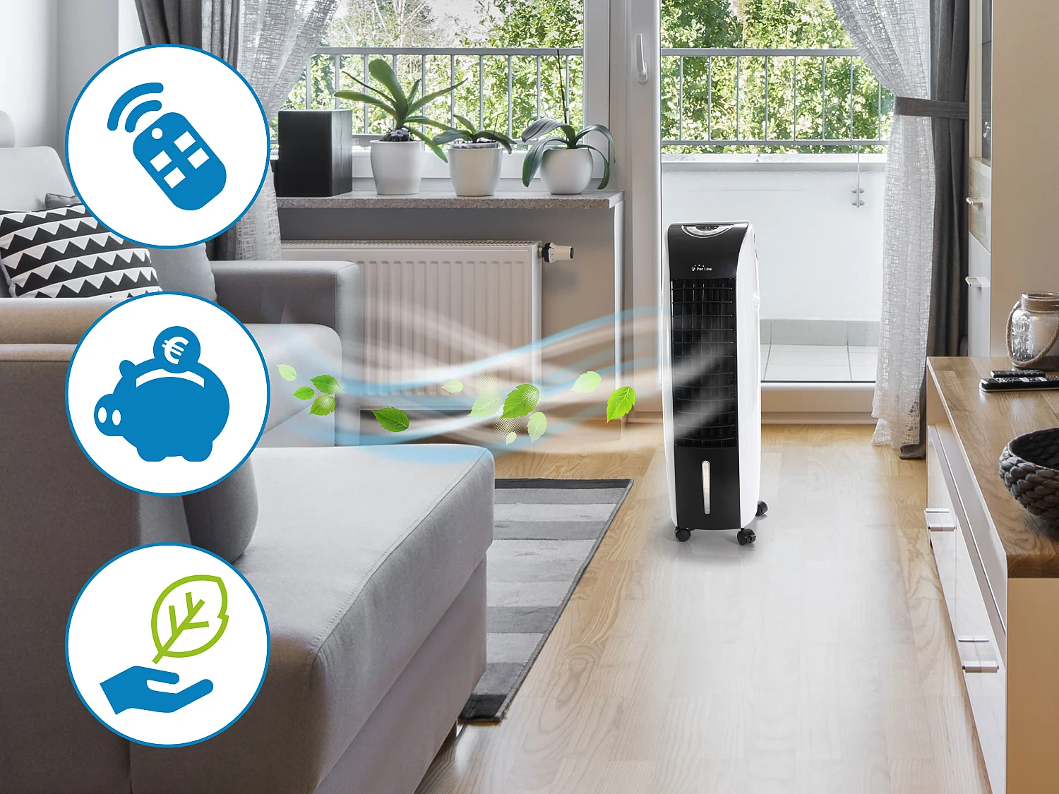 Rafraichisseur d'air par évaporation électronique à débit élevé